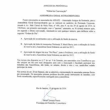 Edital de convocação ASSAPE