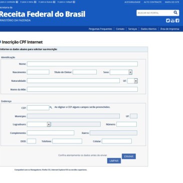 Receita reduz para 12 anos idade mínima exigida para inscrição no CPF